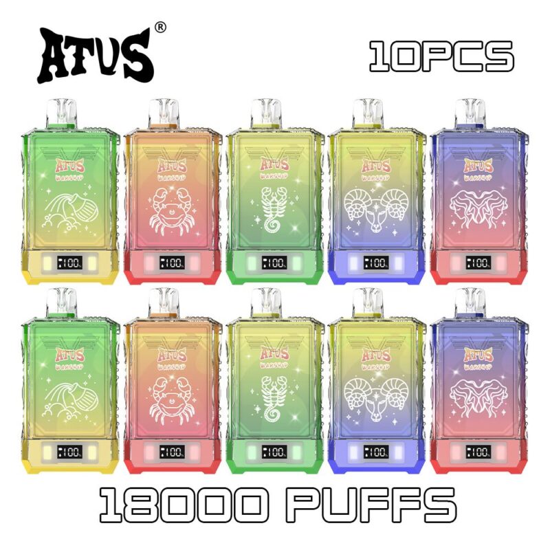 10 Pack ATVS ATUS 18000 Puff Wholesale LED Screen Vape Dual Taste Disposable vape vape eu warehouse