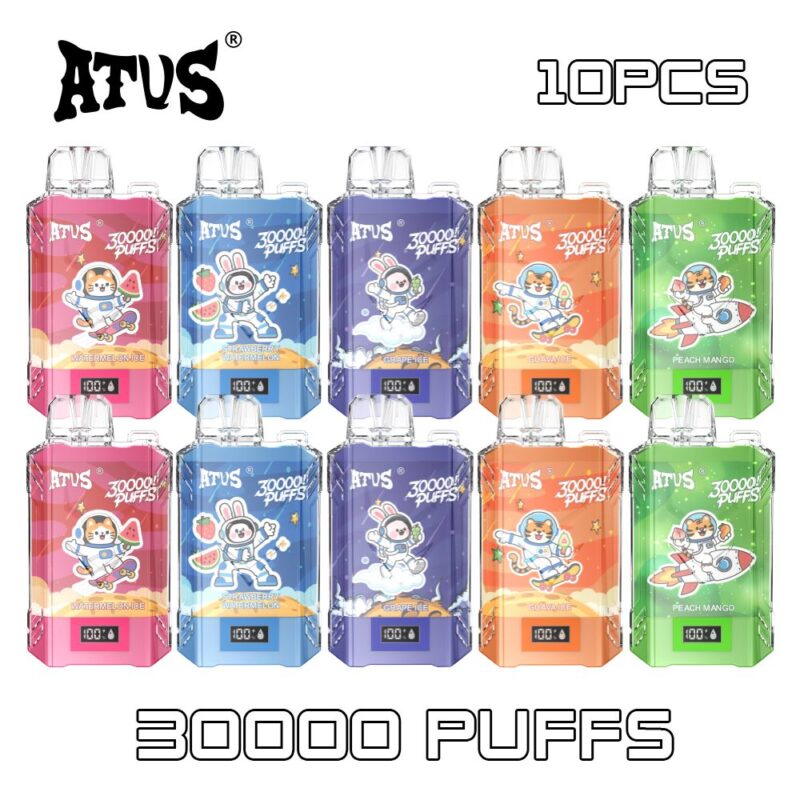 10 Pack Online shopping Multi Fruit Flavor Atvs Atus Dual mesh coil e vape 0% 2% 3% 5% nic salt Disposable Vape 30K Puffs EU Stock china factory free samples