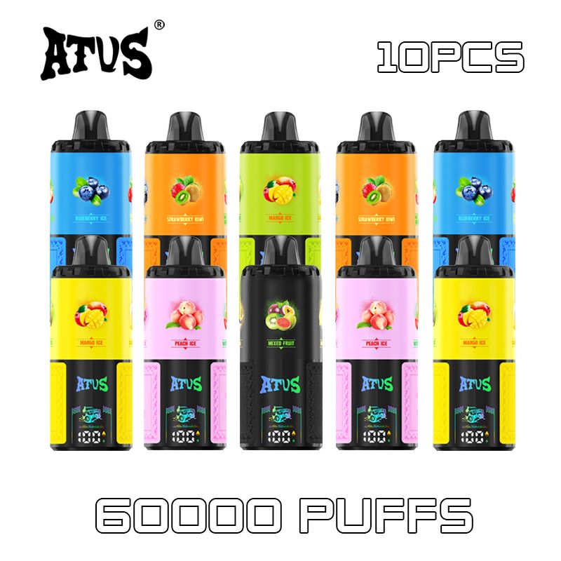 10 Pack Disposable E-Cigarette Atvs Atus 60000 Puff EU Warehouse Vape 4 In 1 Display Screen Electronic Cigarette Wholesale Vaper 60K Vape Pod System puff vape