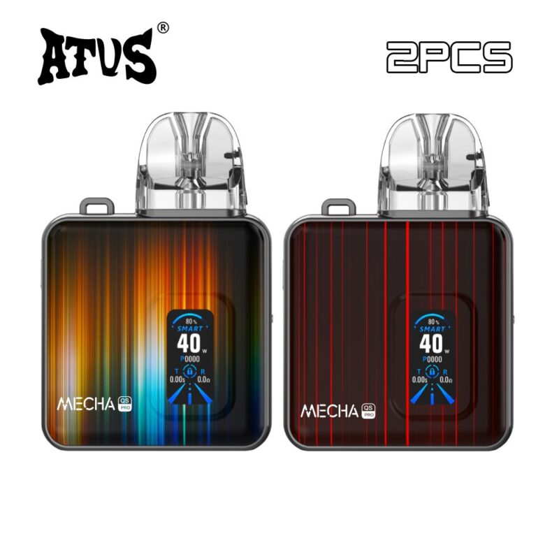2 Pack OEM Vape Mod Refillable Pod System ATVS 2ml Electronic Cigarette Type-C Device LCD Display vape pod mesh pod wholesale