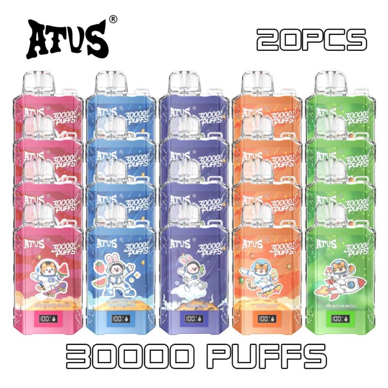 20 Pack OEM ODM Cheap Price Free Ship 30K puff vape ATVS Type C Port Dual Flavors Vape EU Certified vape chamber disposable vape