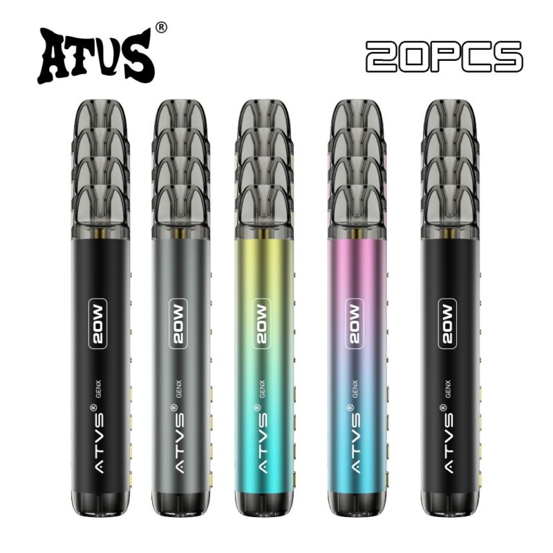 20 Pack ATVS Free E Cigarette Vaporizer Sample Wholesale Custom Rechargeable OEM Empty Vape Cartridge Disposable Thick Oil Ceramic Vape Pod E-Cig life pod20 Pack ATVS DE020 POD System