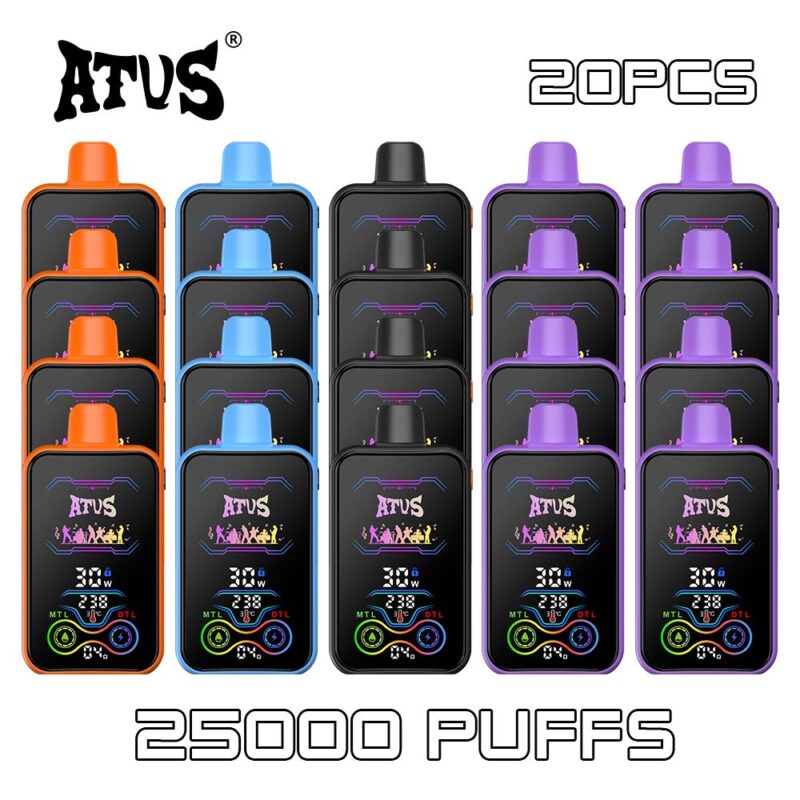 20 Pack Rechargeable vape Atvs Atus Factory drop shipping Free Sample 25K Puffs Dual Taste Disposable vape EU Warehouse pocket wholesale vape pen