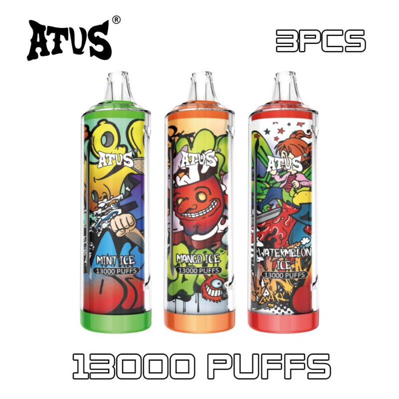 3 Pack China Supplier 13K Puff Vape LED Display Vaping Device ATVS ATUS Dual Mesh Coil 13000 puff wholesale australia vape free vape pen