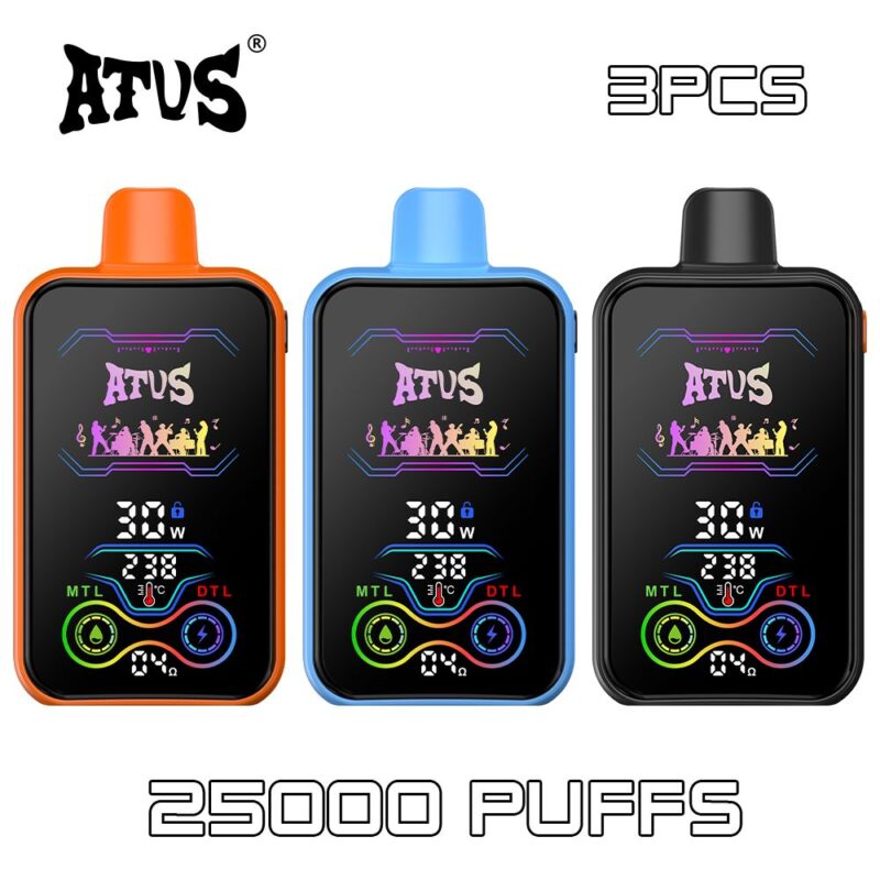 3 Pack New Style DTL Screen Disposable Vape Pen ATVS  25000 Puffs Fruit  Flavour 25K Electronic Cigarette Pen EU Europe Germany Netherlands wholesale vape vape puffs
