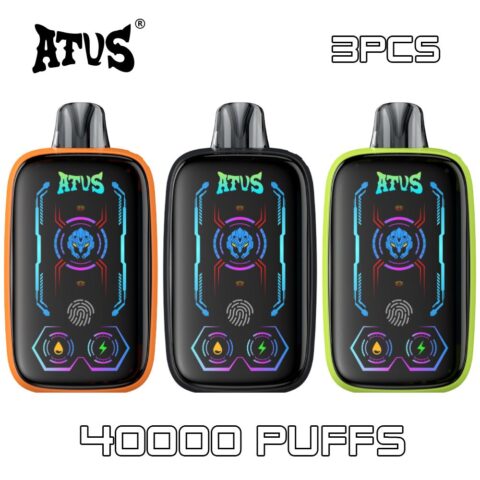 3 Pack New Style Vape LED Display ATVS 40000 Puffs Multi Fruit Flavor Rechargeable Disposable Vape
