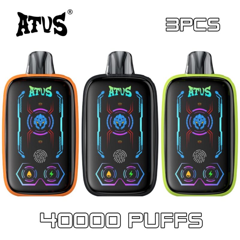 3 Pack New Style Vape LED Display ATVS 40000 Puffs Multi Fruit Flavor Rechargeable Disposable Vape