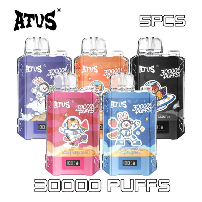 5 Pack Spain Sleek Portable ATVS 650mAh 0% 2% 5% Nicotine 30K Puff Rechargeable Adjustable Airflow Disposable Vape Dual Flavors Vape free vape pen