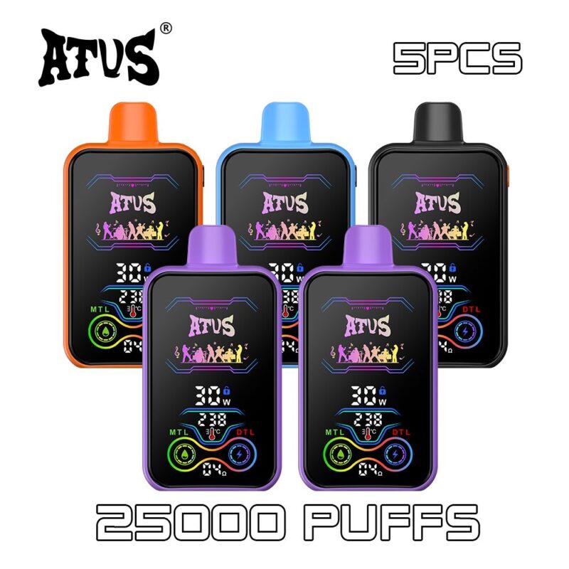5 Pack Made China EU Warehouse Stock Available Wholesale ATVS ATUS 25K Puff E-Cigarette Disposable Germany Vapers Touch Screen Vape 25K vape pen price