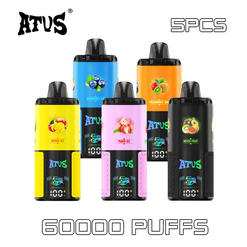 5 Pack ATVS 60K Puffs 2025 New OEM Private Mould 3D Screen  Market Stock Vape Pen with Rotating 4 in 1 Four Flavors and 60000 Puffs wholesale vape pen