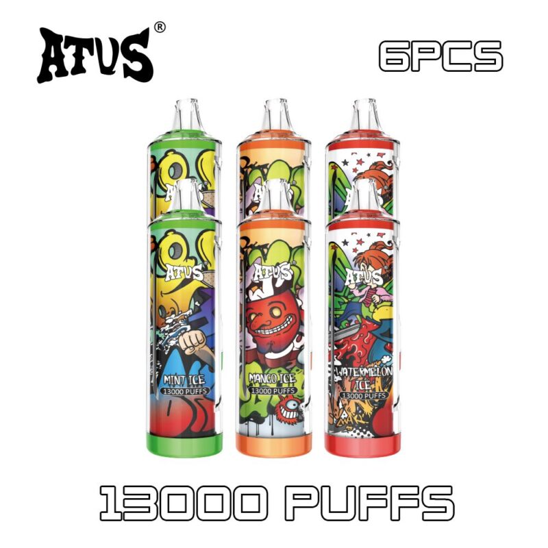 6 Pack Best Selling Mini 13K Puff Dual Taste Vape 600mAh ATVS ATUS LED Screen vapers 40k UAE EU USA Wholesale drop shipping free vape pen