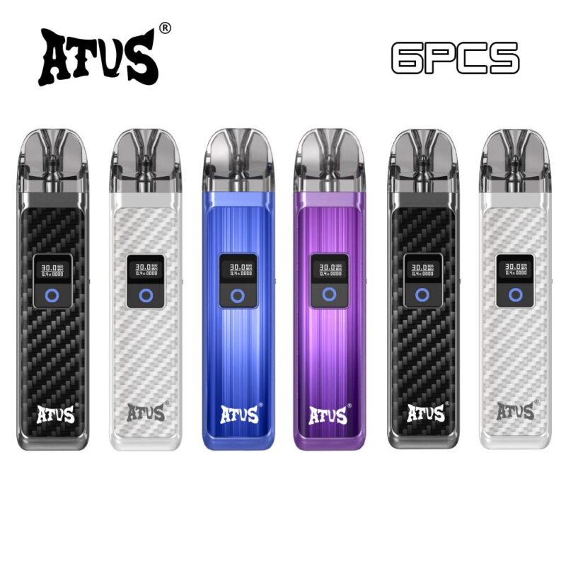 6 Pack Premium Vape Device Adjustable Airflow Display vape pod ATVS 2ml Refillable Prefillable Pod Wholesale Pod wholesale australia vape disposable pod
