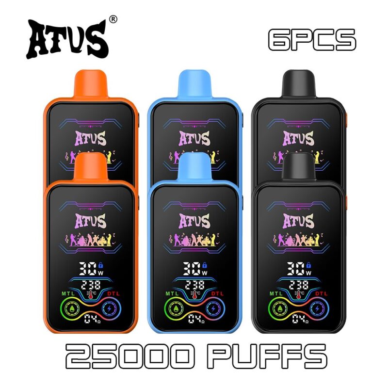 6 Pack Factory direct sales Long Lasting 35000 45K 25K Puffs Display Vaping Device ATUS Vape Pen Disposable E-Cigarette EU USA Market Wholesale free vape pen