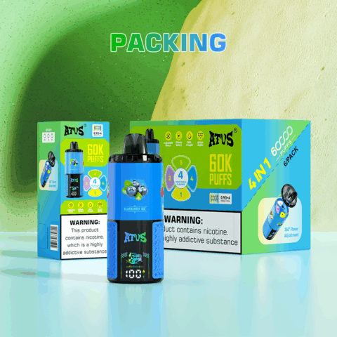 2 Pack Fashion Portable ATVS 60K Puff New Style Vape with Mesh Coil and 4 in 1 System Adjustable Airflow USA UK Warehouse ship disposable vape